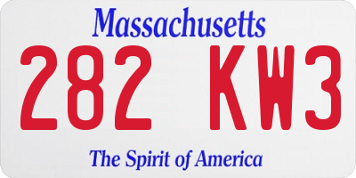 MA license plate 282KW3