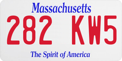 MA license plate 282KW5