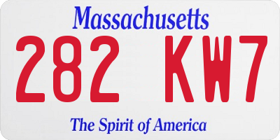 MA license plate 282KW7