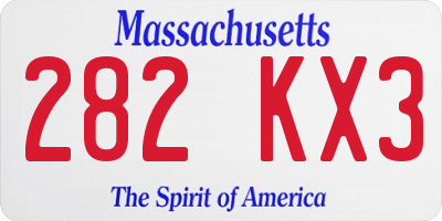 MA license plate 282KX3