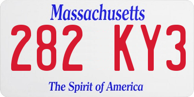 MA license plate 282KY3