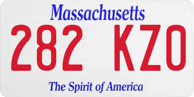 MA license plate 282KZ0