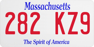 MA license plate 282KZ9
