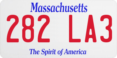 MA license plate 282LA3