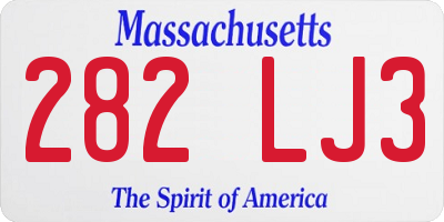 MA license plate 282LJ3