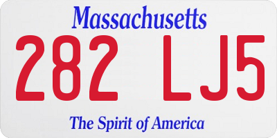 MA license plate 282LJ5
