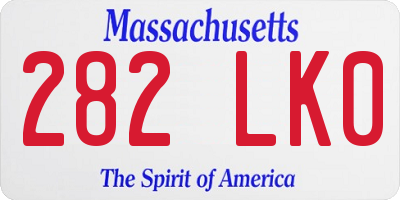 MA license plate 282LK0