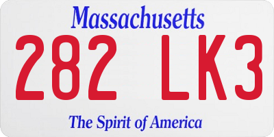 MA license plate 282LK3