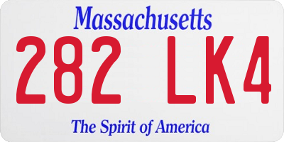 MA license plate 282LK4