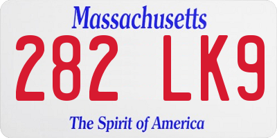 MA license plate 282LK9