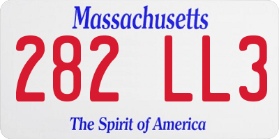 MA license plate 282LL3
