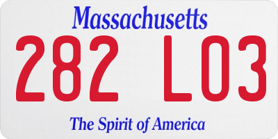 MA license plate 282LO3