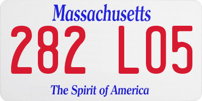 MA license plate 282LO5