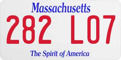 MA license plate 282LO7