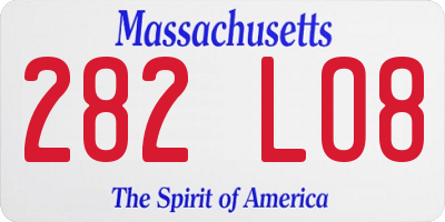 MA license plate 282LO8