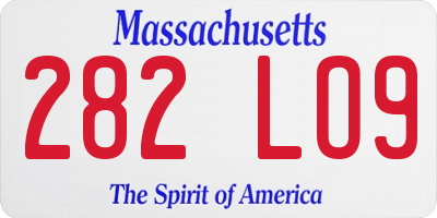 MA license plate 282LO9