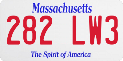 MA license plate 282LW3