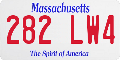 MA license plate 282LW4