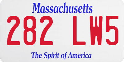 MA license plate 282LW5