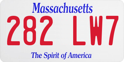 MA license plate 282LW7