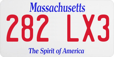 MA license plate 282LX3