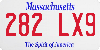 MA license plate 282LX9