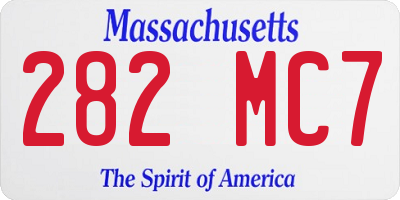 MA license plate 282MC7