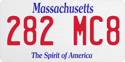 MA license plate 282MC8