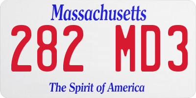 MA license plate 282MD3