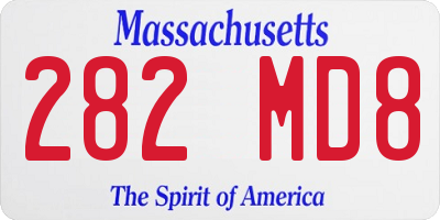 MA license plate 282MD8