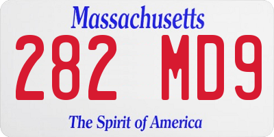 MA license plate 282MD9