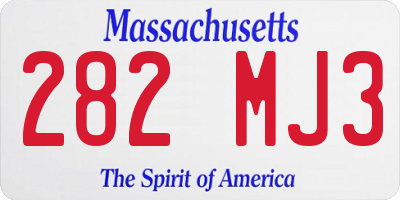 MA license plate 282MJ3