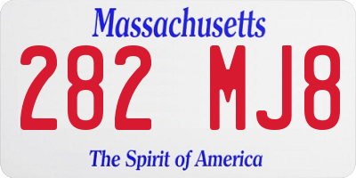 MA license plate 282MJ8