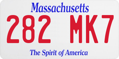 MA license plate 282MK7