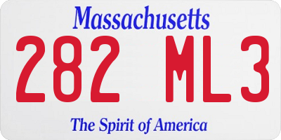 MA license plate 282ML3