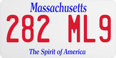 MA license plate 282ML9