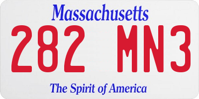 MA license plate 282MN3
