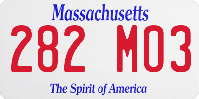 MA license plate 282MO3