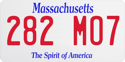 MA license plate 282MO7