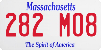 MA license plate 282MO8