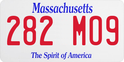 MA license plate 282MO9