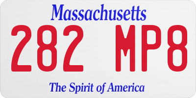 MA license plate 282MP8