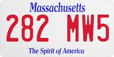 MA license plate 282MW5
