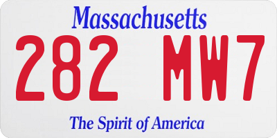 MA license plate 282MW7