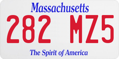 MA license plate 282MZ5