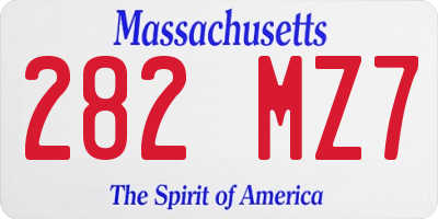 MA license plate 282MZ7