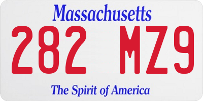 MA license plate 282MZ9