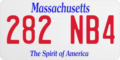 MA license plate 282NB4