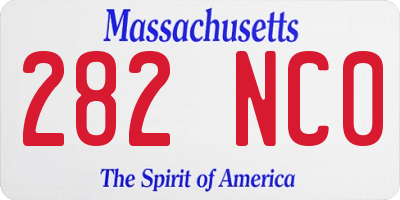 MA license plate 282NC0