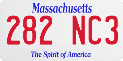 MA license plate 282NC3